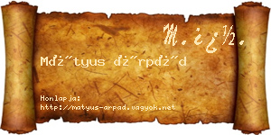 Mátyus Árpád névjegykártya